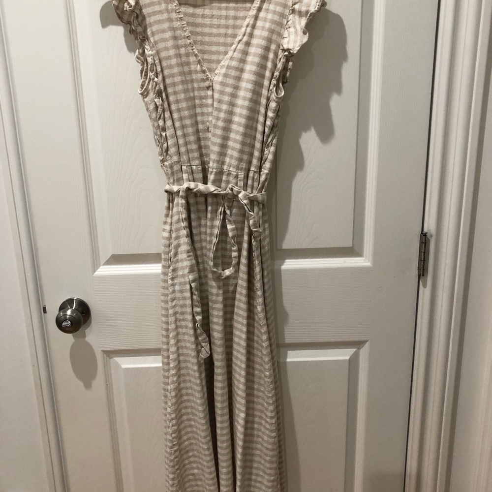 Zara linen checkered dress